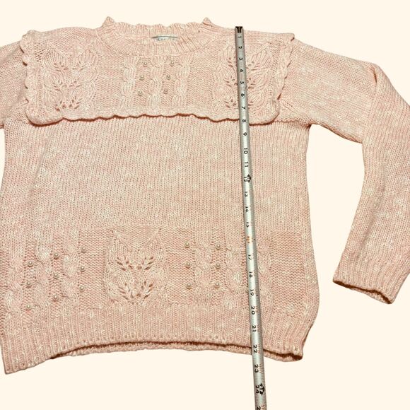 Vintage 80s Ashley S. Pastel Pink Pearl Detail Pullover Sweater- Size M - Picture 7 of 7